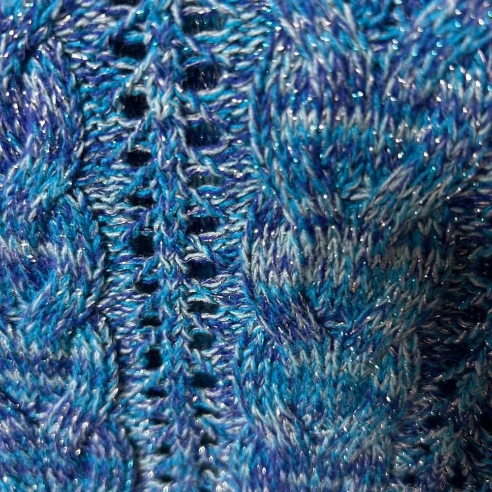 Justice Girls Metallic Knit‎ Sweater Girls Youth Size 10 Blue Long Sleeve
